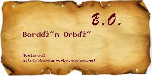 Bordán Orbó névjegykártya